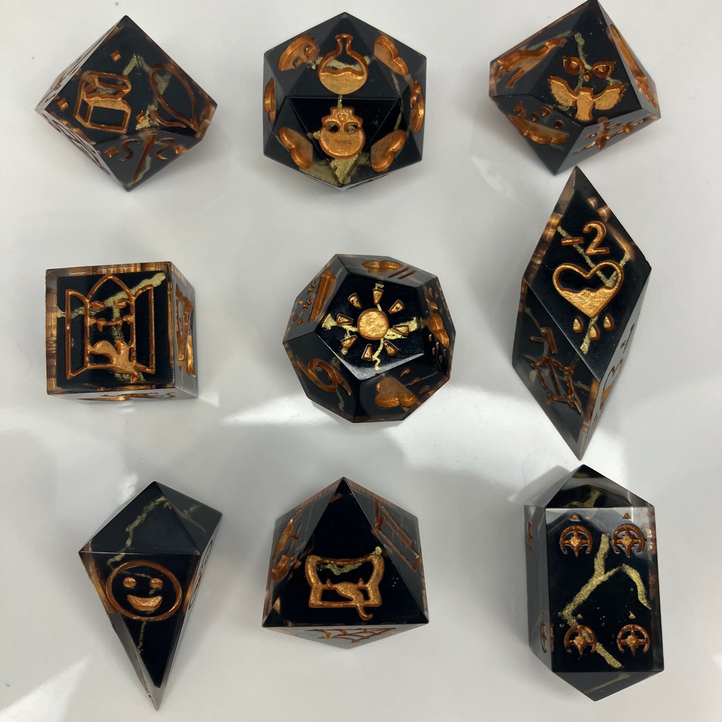 game master dice set inspired by kintsugi