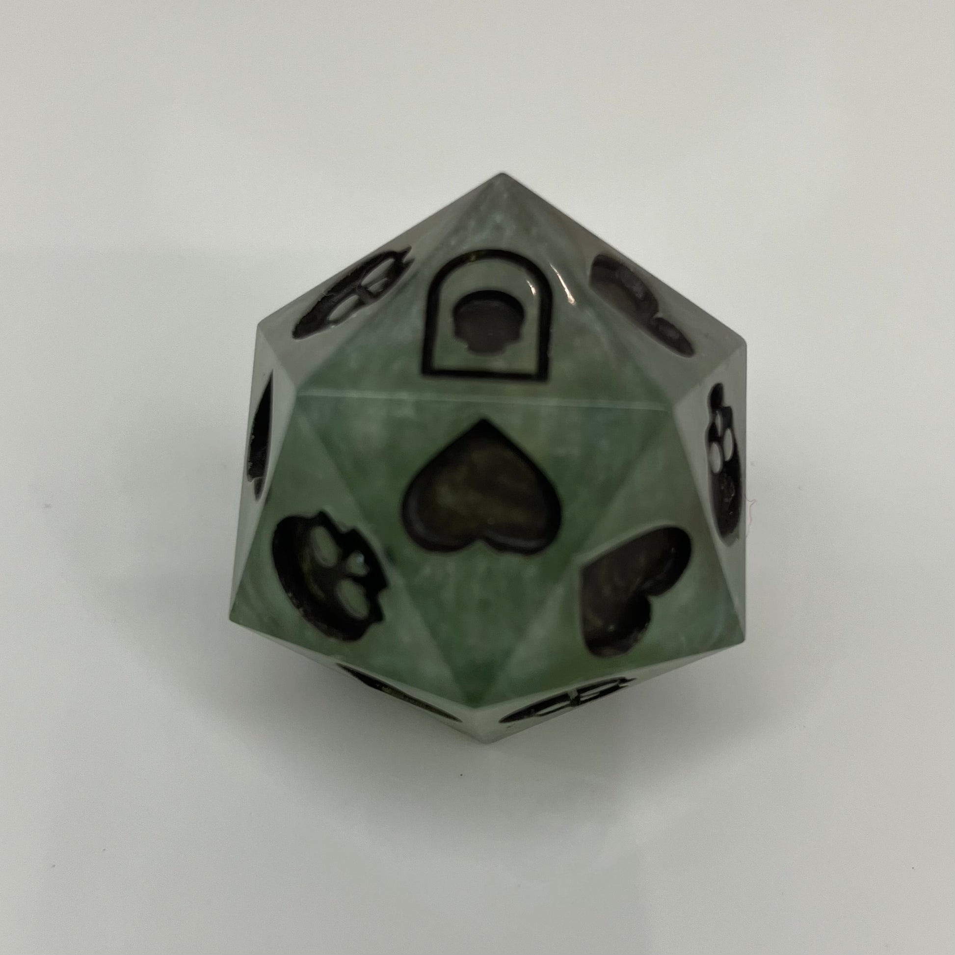 d20 for dnd death saves green and silver mist look