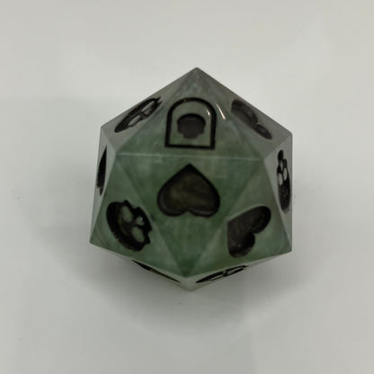 d20 for dnd death saves green and silver mist look