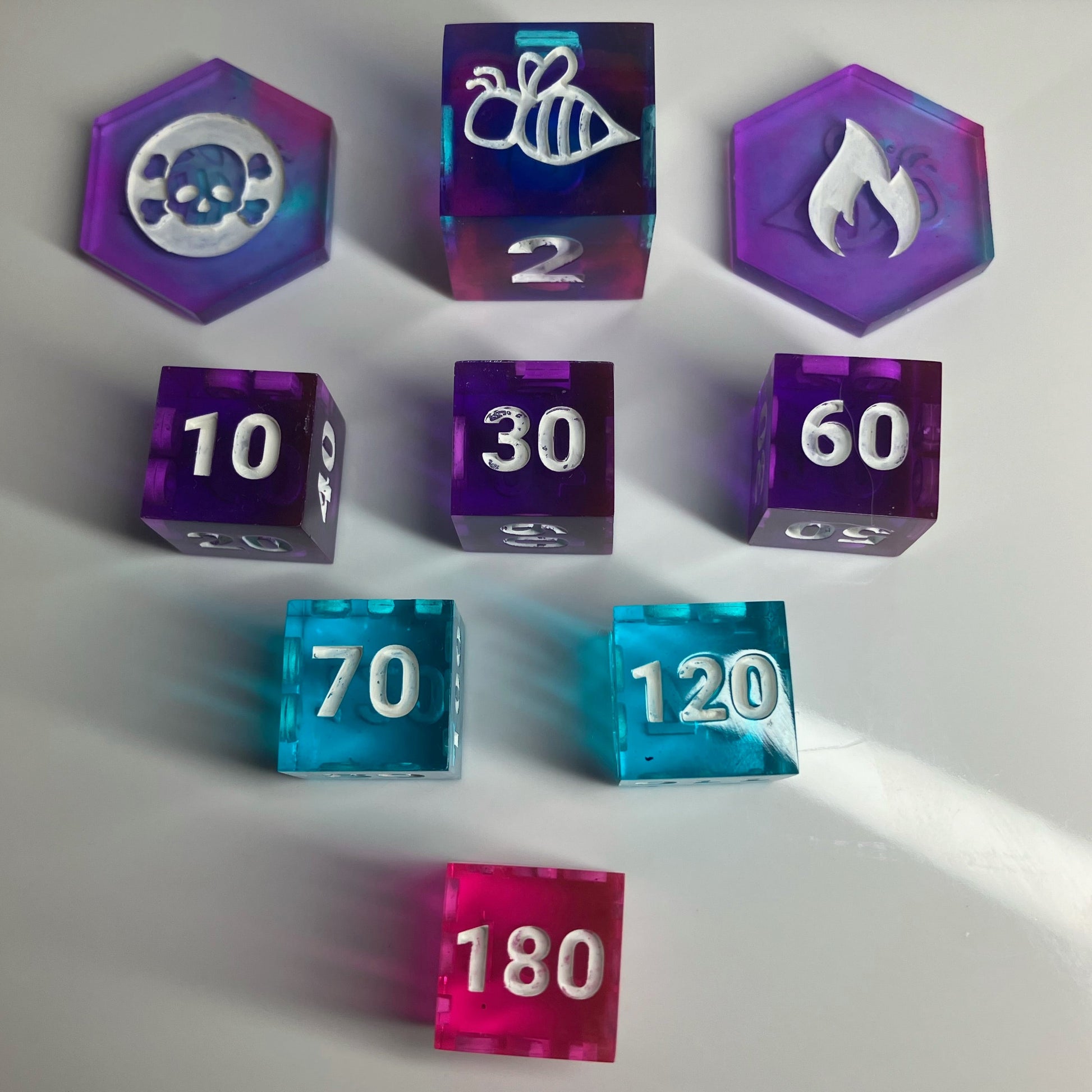 Pokemon tcg compatible dice set with hit counters damage tokens and rolling d6