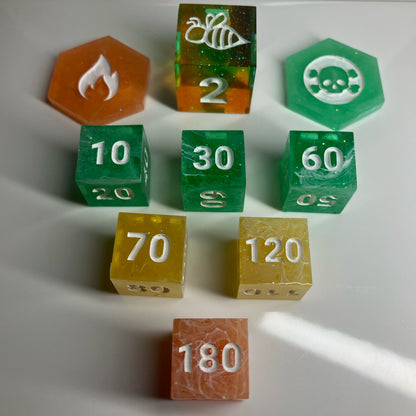 hand made dice for use with the Pokemon TCG