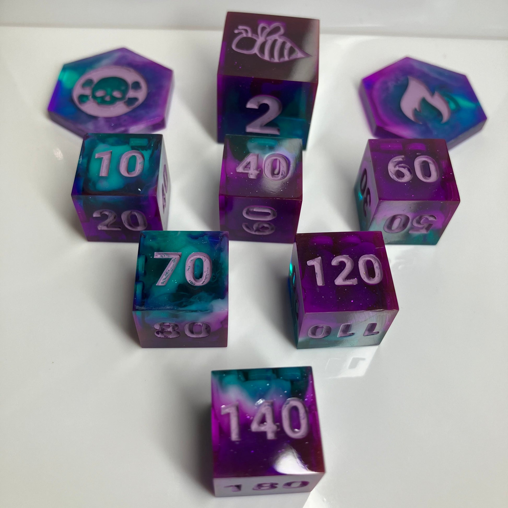 Cloud dice for use with the Pokemon TCG