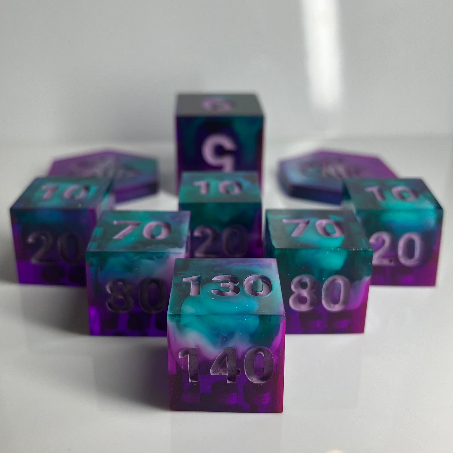 Colorful dice set for the Pokemon TCG