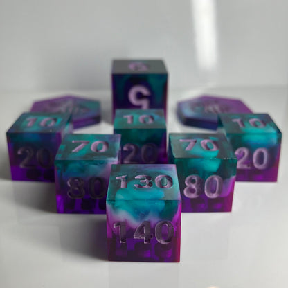 Colorful dice set for the Pokemon TCG