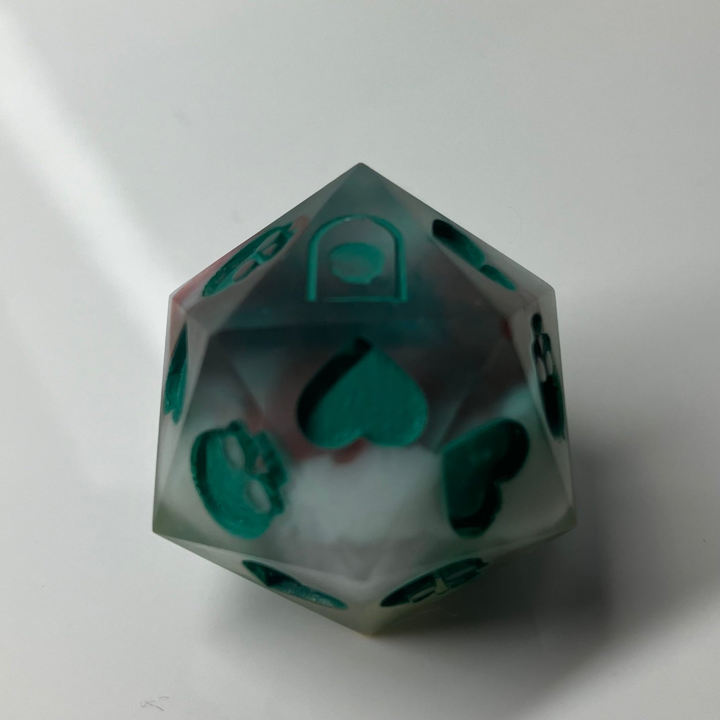 death save d20 that's grey red green and a little bit clear or dnd and pathfinder