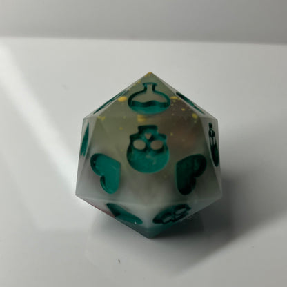 death save d20 that's grey red green and a little bit clear or dnd and pathfinder