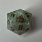 24mm Large d20 with bee on the 20 sage green with silver accents