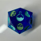 Deep blue d20 with white in middle like deep sea for dnd