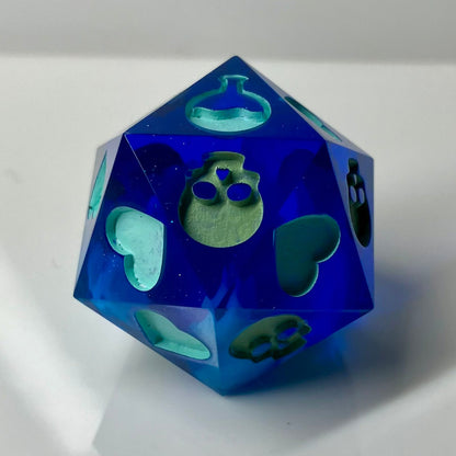 Deep blue d20 with white in middle like deep sea for dnd