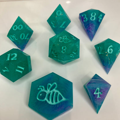Teal and Purple dice for dnd and pathfinder