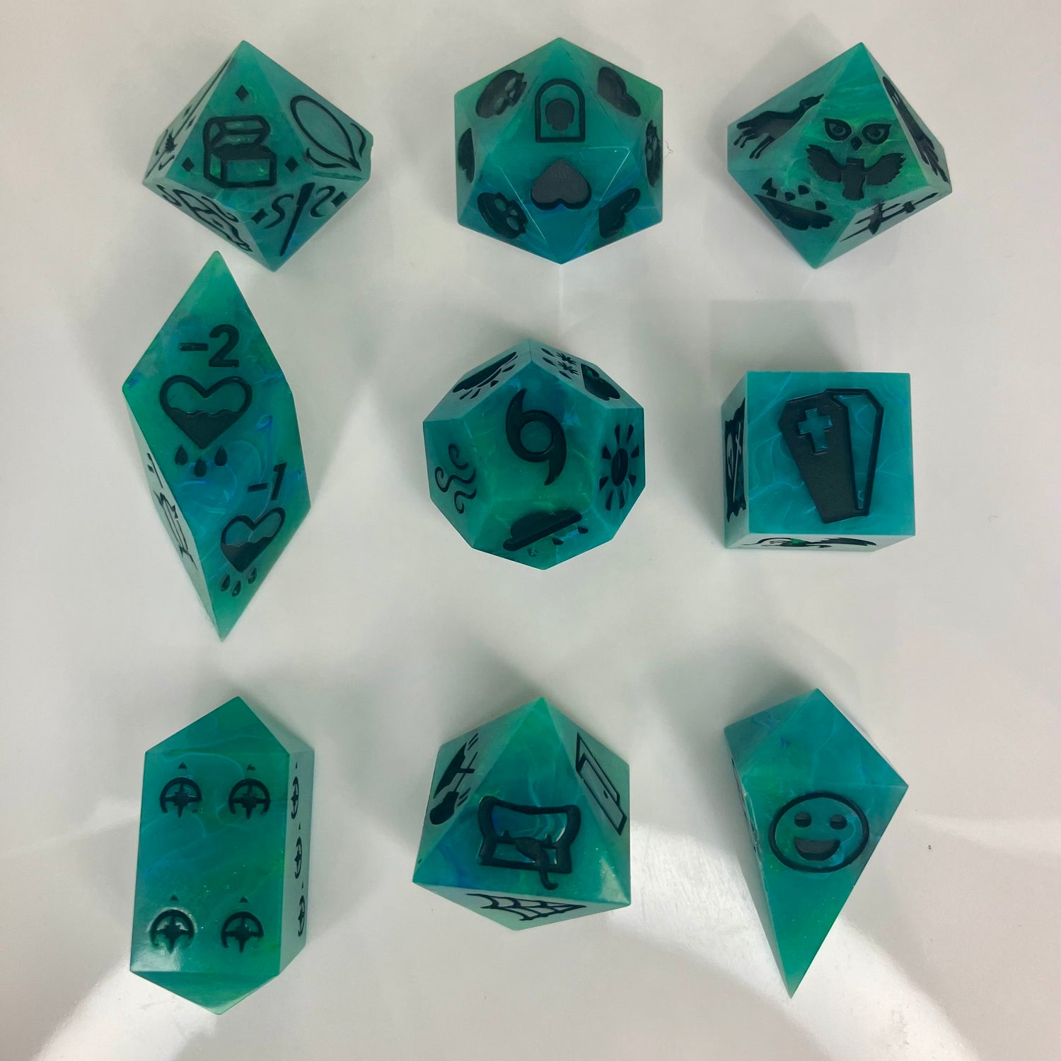 Resin Turquoise look dice for designing games