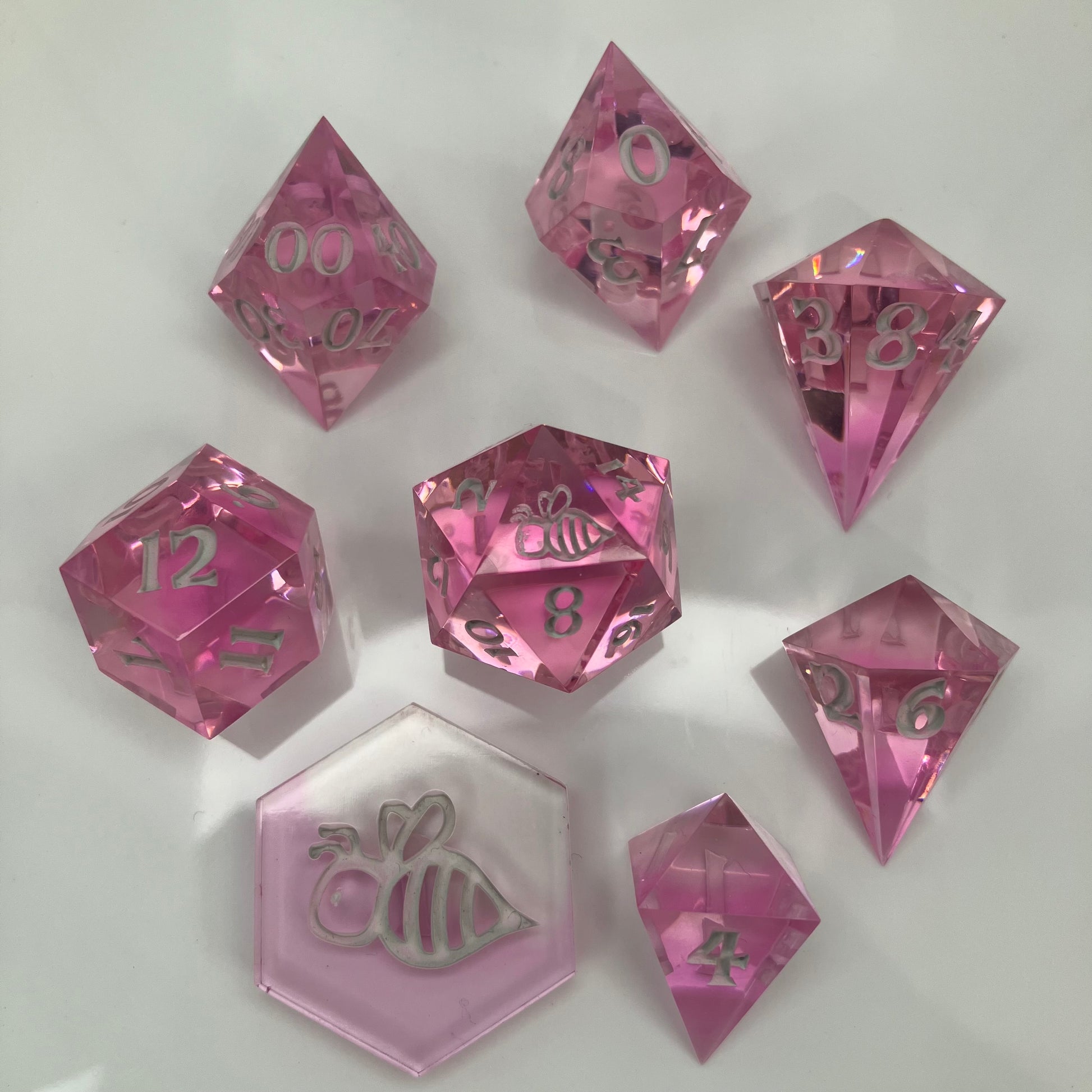 gem cut resin dice like pink diamonds
