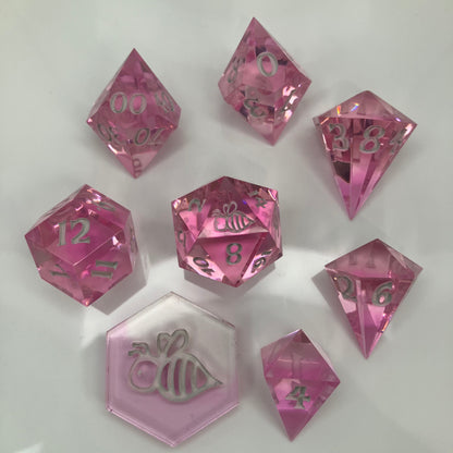 gem cut resin dice like pink diamonds