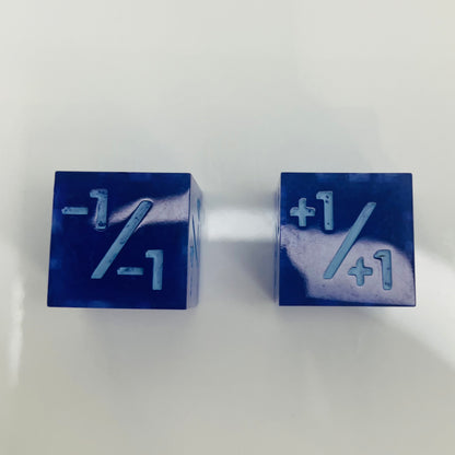 Blue positive and negative counter dice for mtg