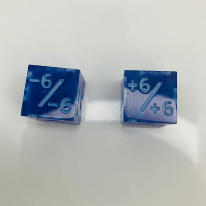 Blue positive and negative counter dice for mtg