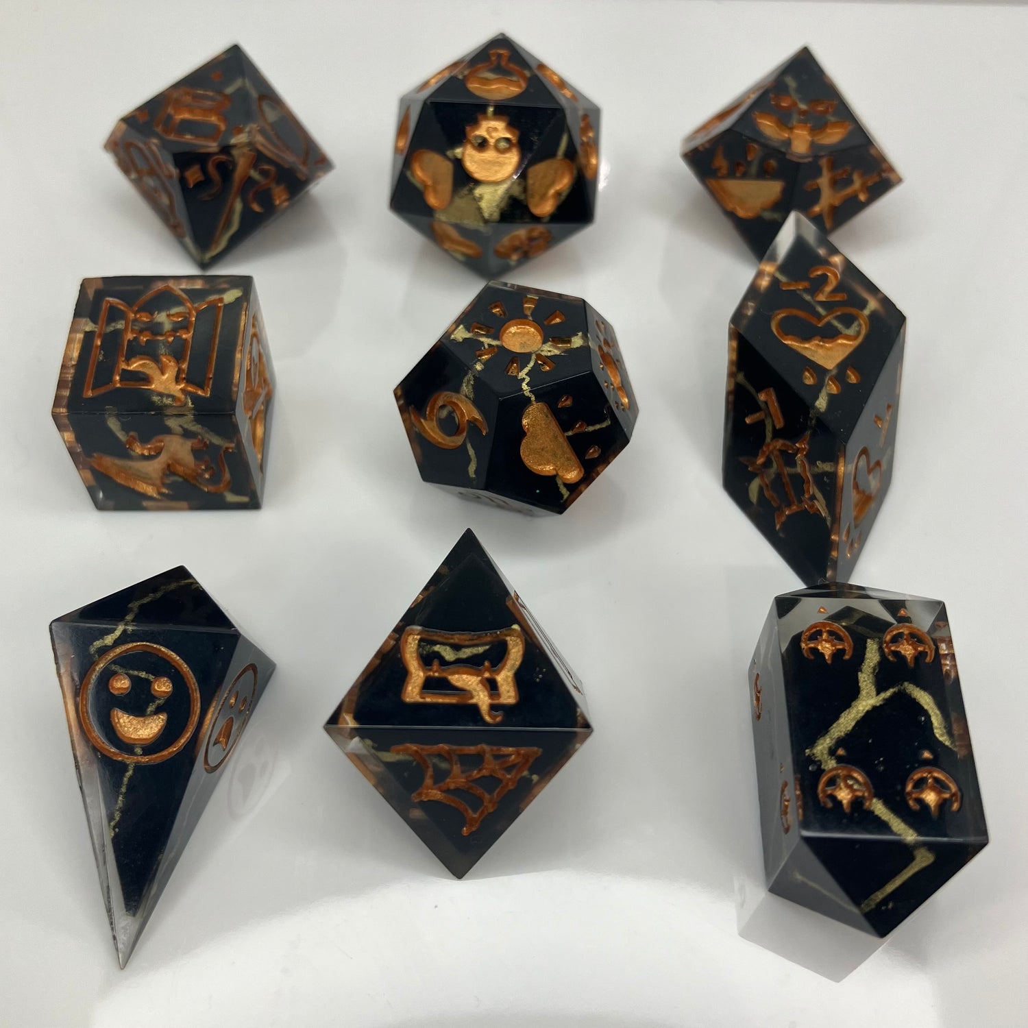 game master dice set inspired by kintsugi