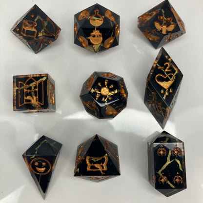 game master dice set inspired by kintsugi