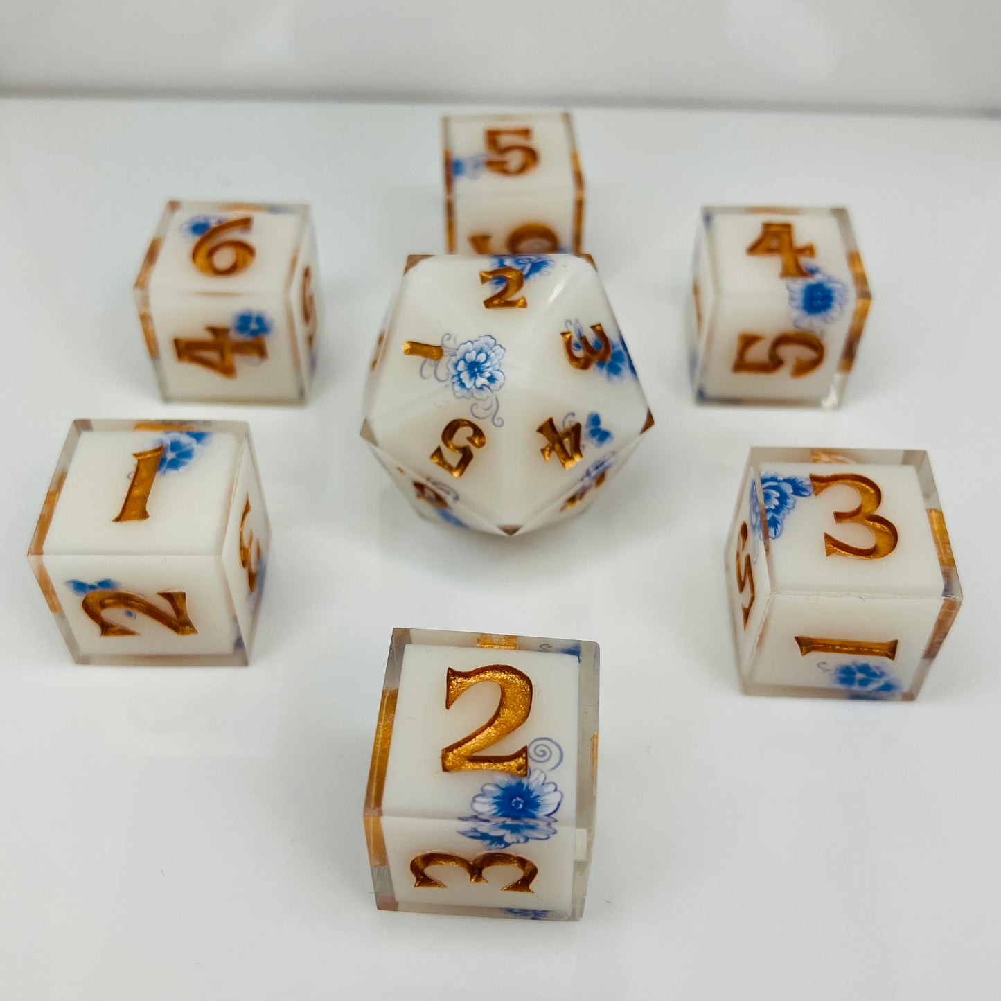 blue tea set inspired dice set for lorcana tcg
