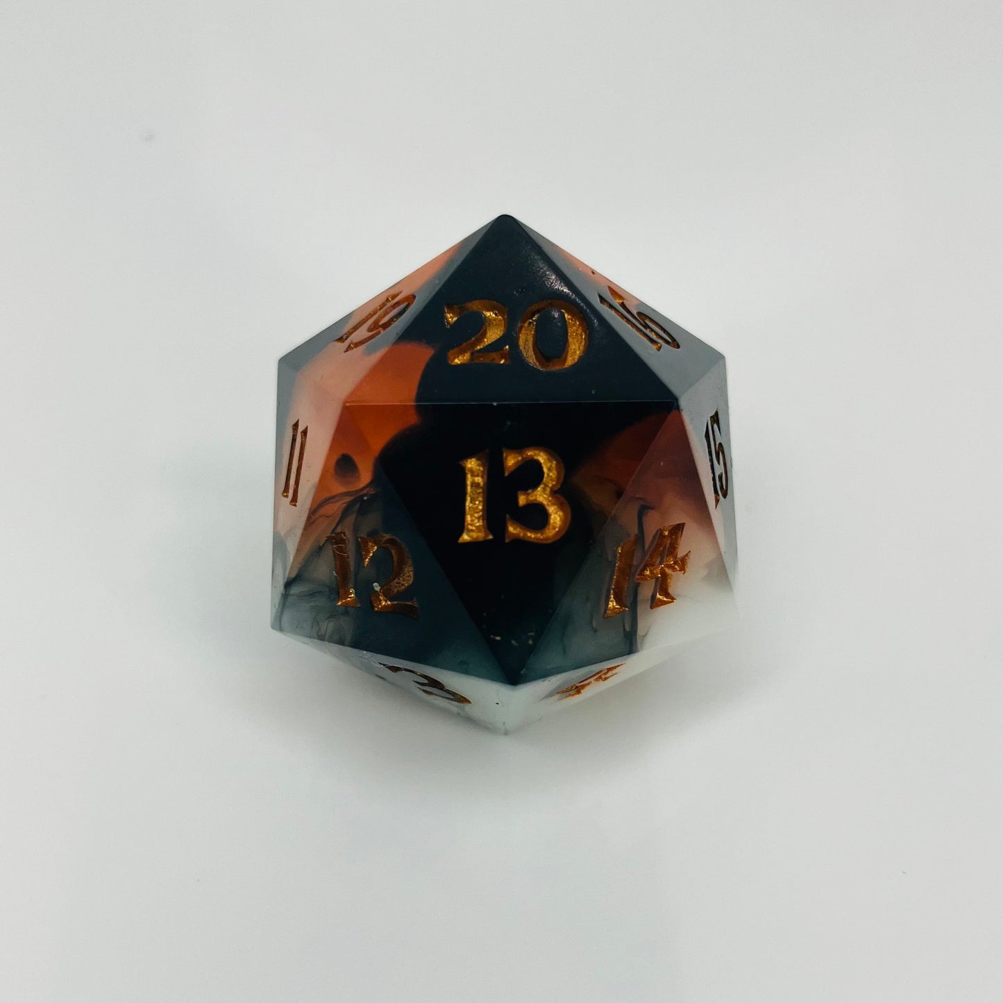 Calico cat inspired spindown d20