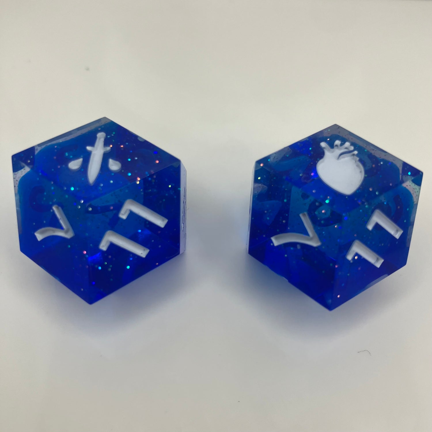 rich blue translucent blue d12 for daggerheart ttrpg