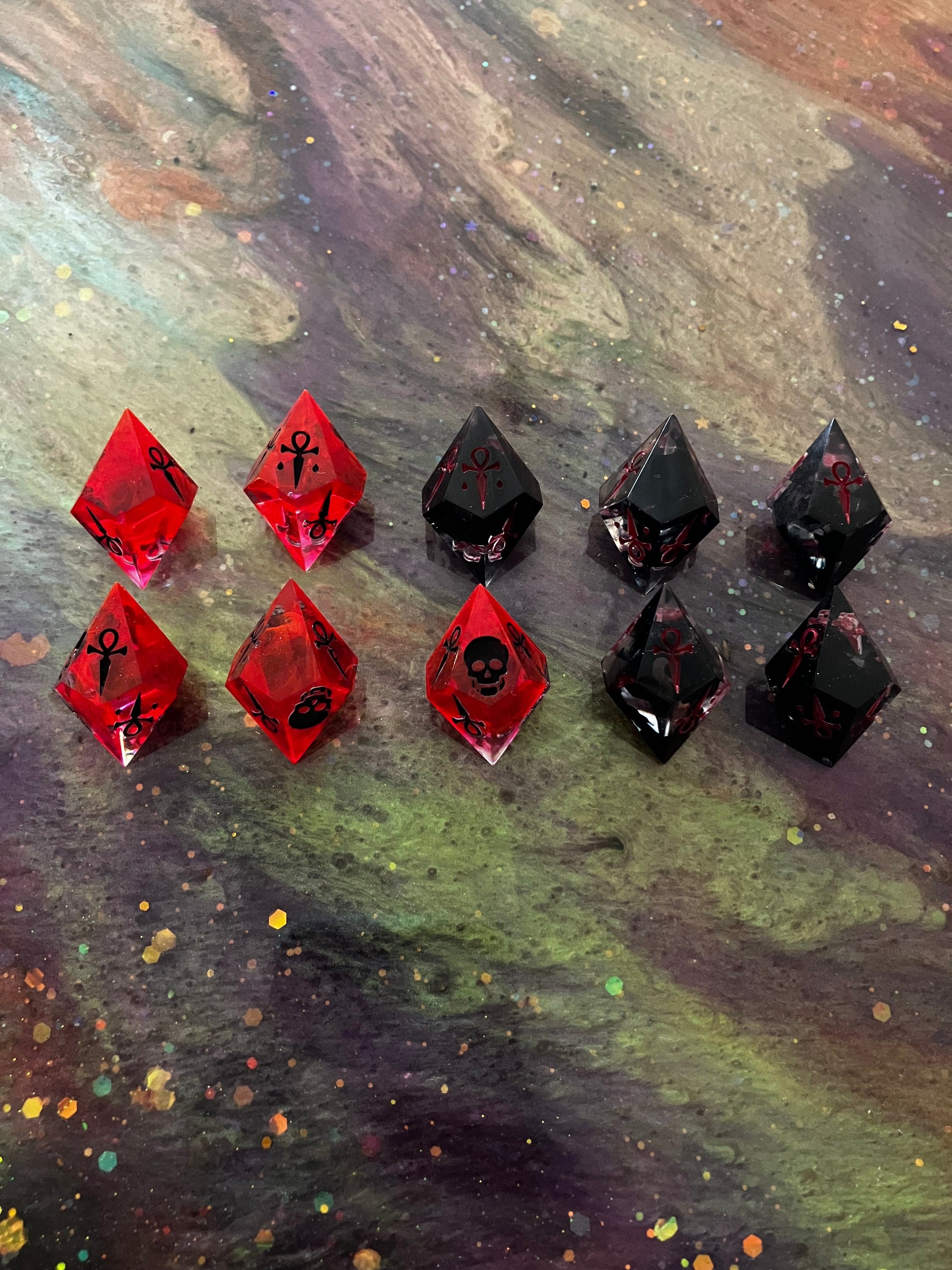 10 Piece dice set for Vampire the Masquerade