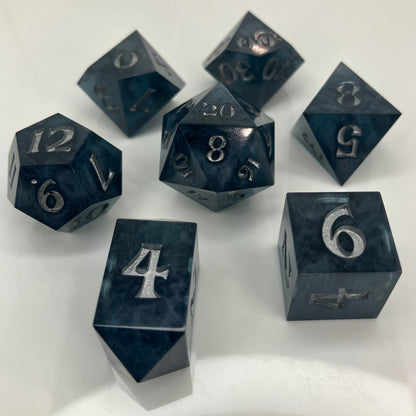 Sapphire Storm 7 piece dice set