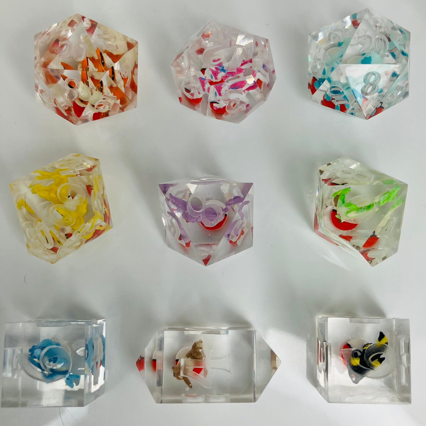 Eevee-lutions 9 piece polyhedral dice set