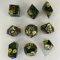 GM set featuring clear resin with avocados and green and gold metallic threads