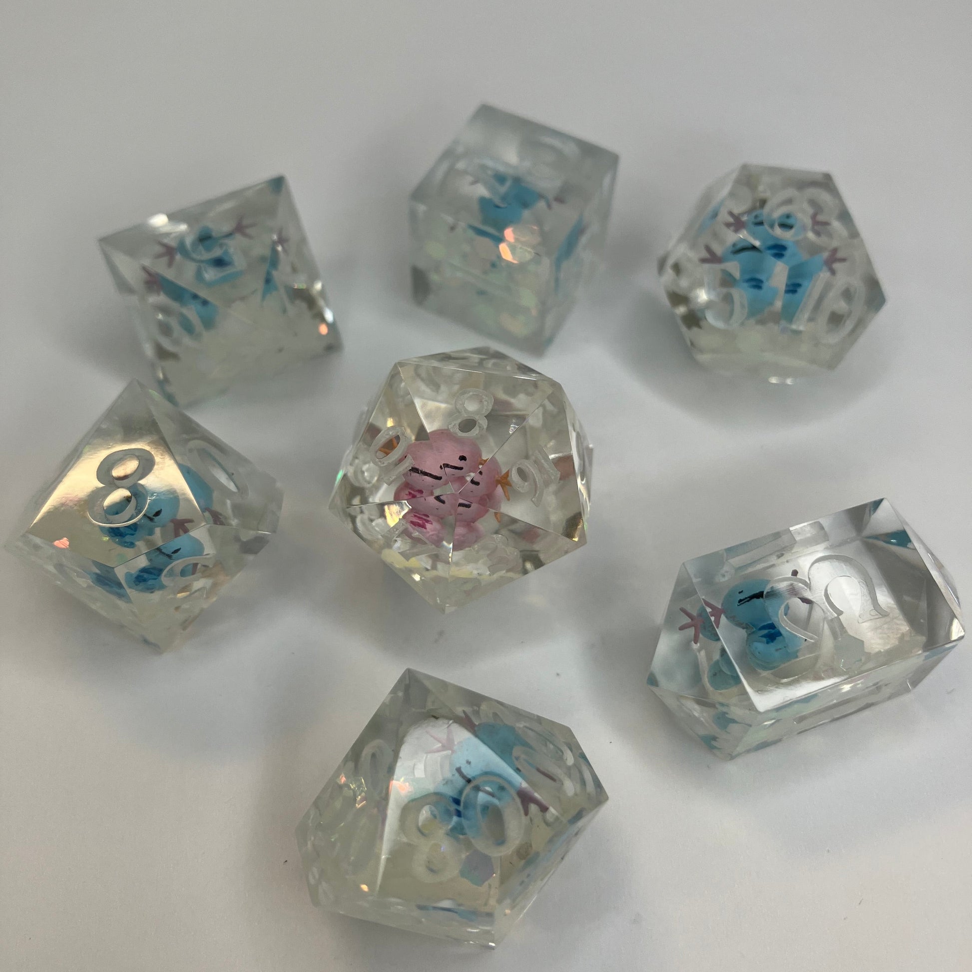 crear dice with hand painted wopers and a shiny