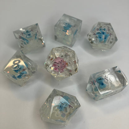 crear dice with hand painted wopers and a shiny